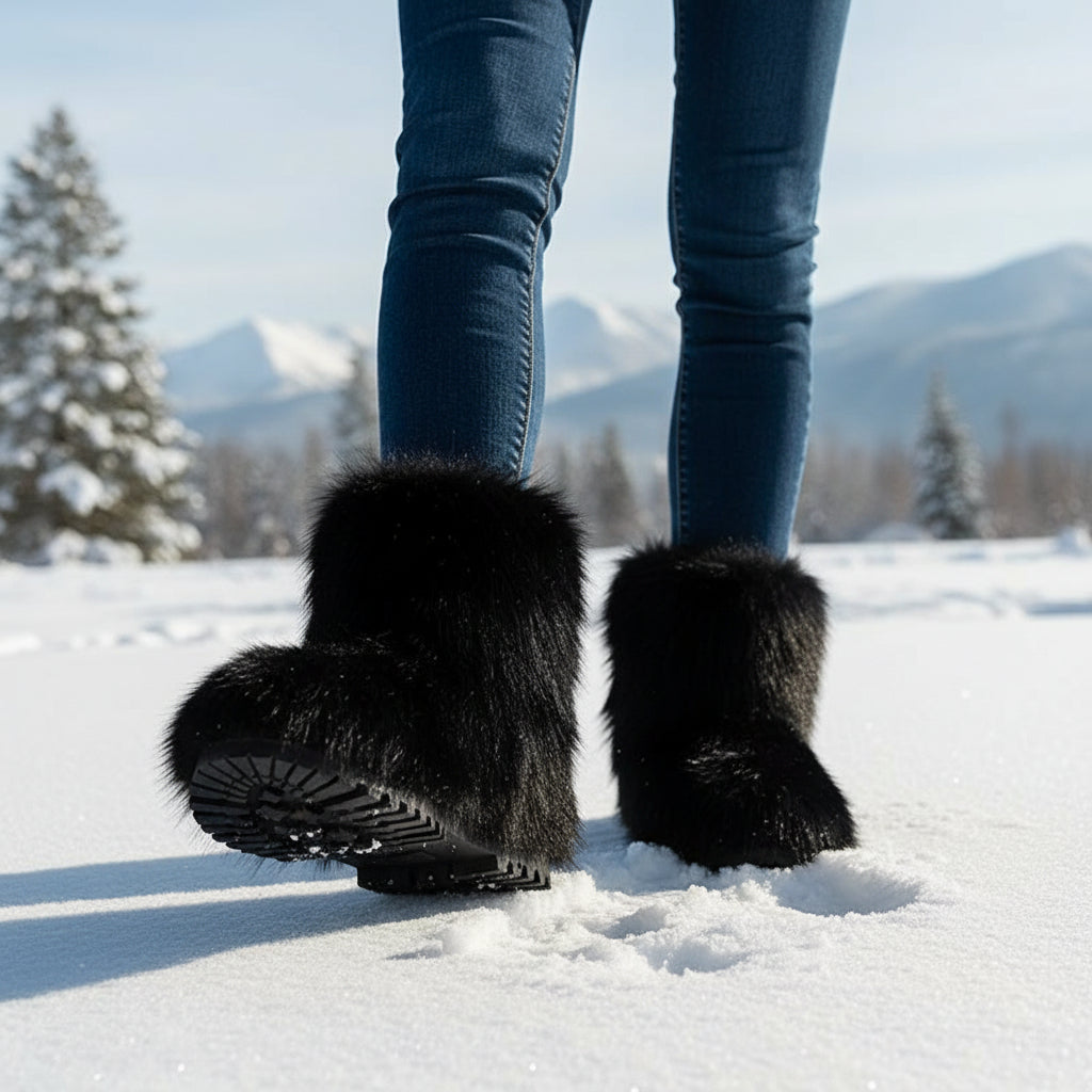 Women’s Fluffy Winter Boots-Bon Voyage Vintage