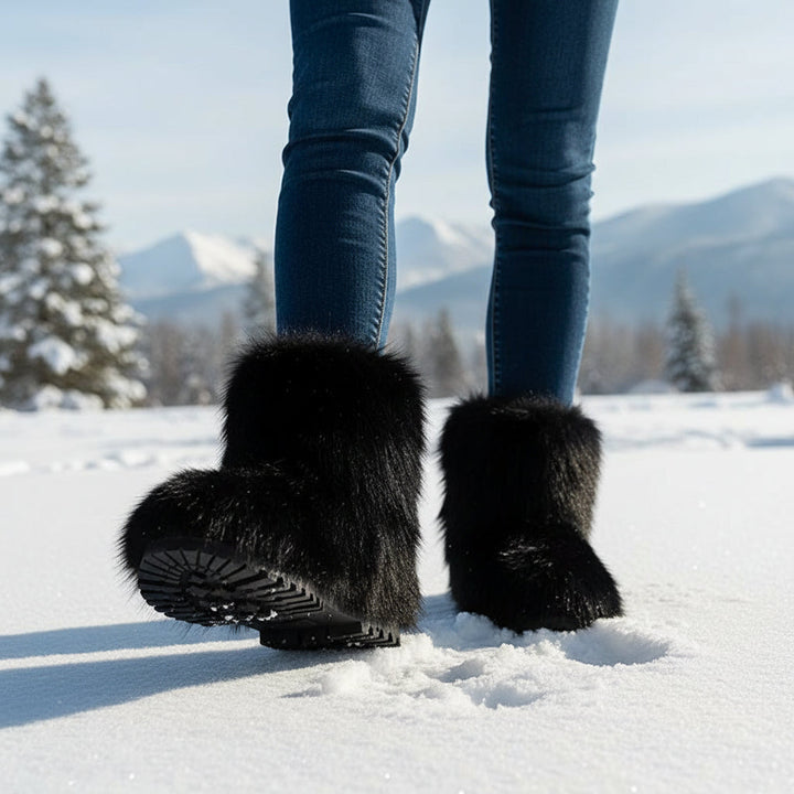 Women’s Fluffy Winter Boots-Bon Voyage Vintage