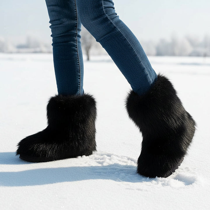 Women’s Fluffy Winter Boots-Bon Voyage Vintage