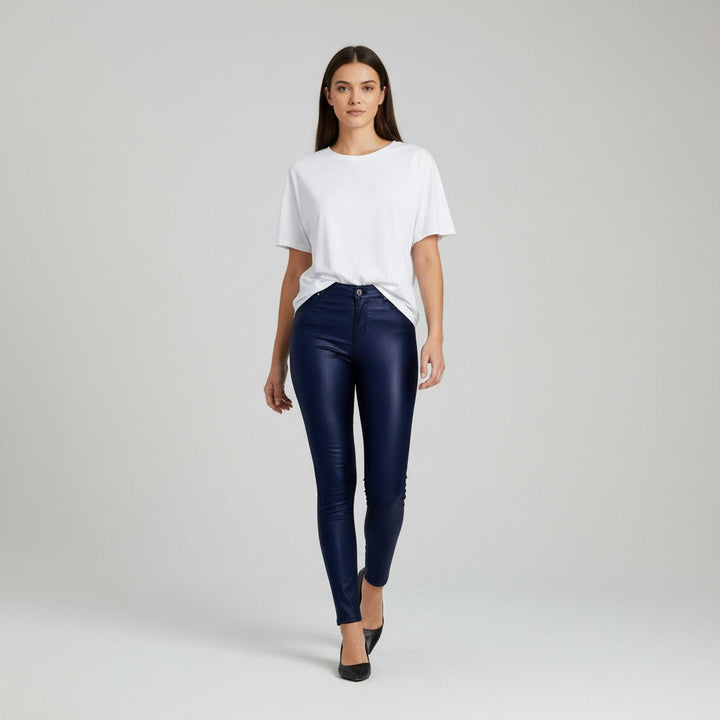 Women’s High-Waist Faux Leather Trousers Pants-Bon Voyage Vintage