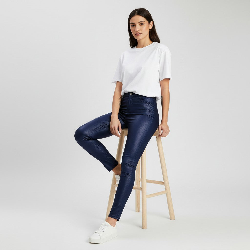 Women’s High-Waist Faux Leather Trousers Pants-Bon Voyage Vintage