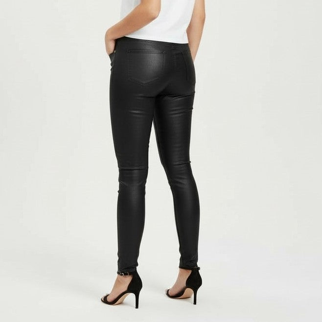 Women’s High-Waist Faux Leather Trousers Pants-Bon Voyage Vintage