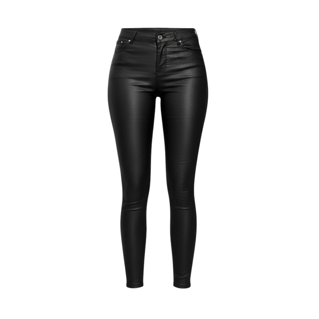Women’s High-Waist Faux Leather Trousers Pants-Bon Voyage Vintage