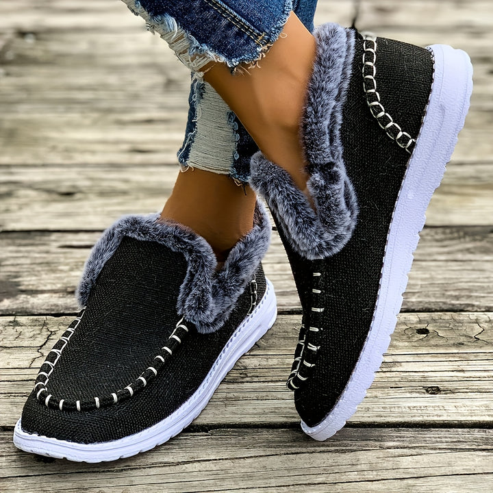 Women’s Lined Casual Slip-On Warm Shoes Cozy Winter Everyday Footwear-Bon Voyage Vintage