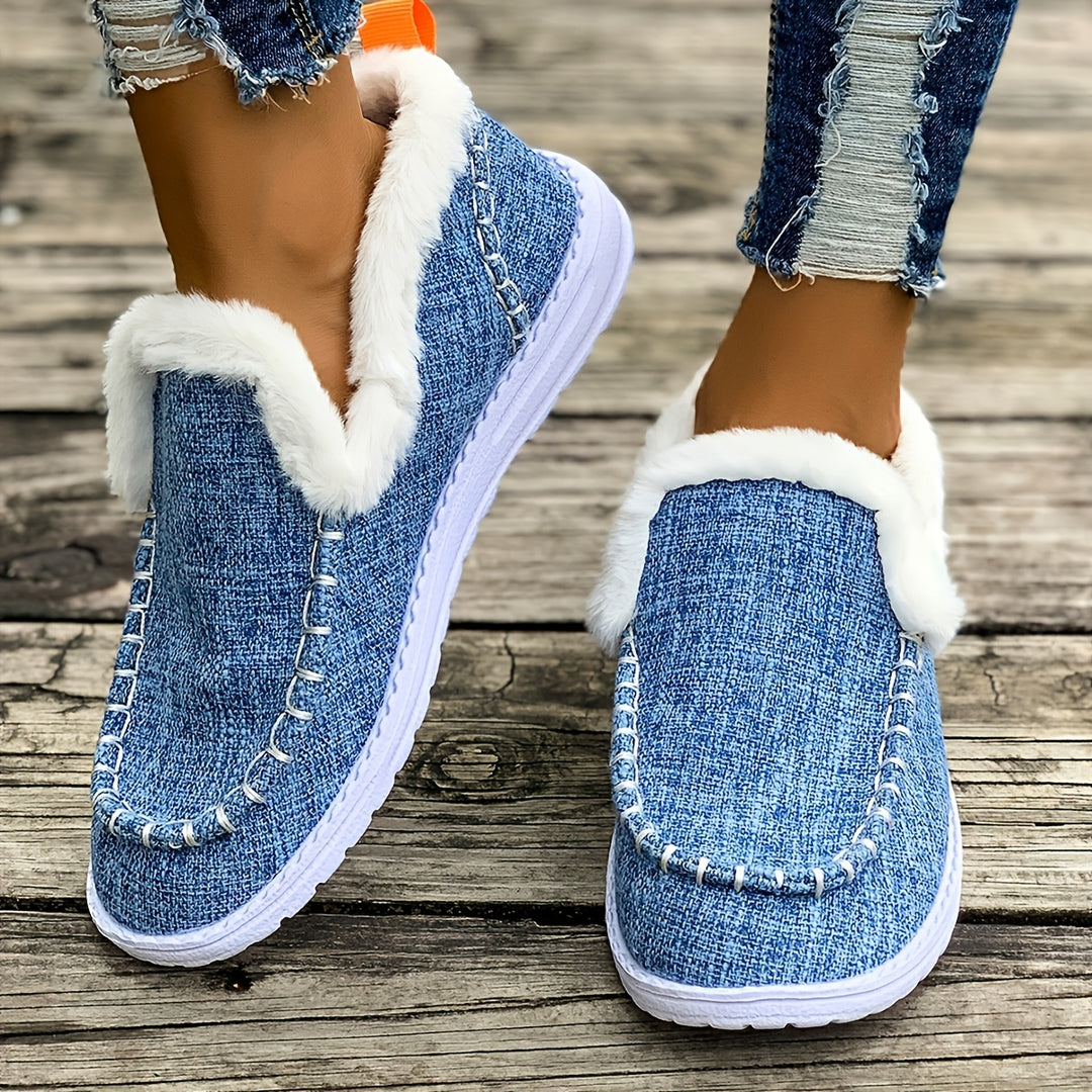 Women’s Lined Casual Slip-On Warm Shoes Cozy Winter Everyday Footwear-Bon Voyage Vintage