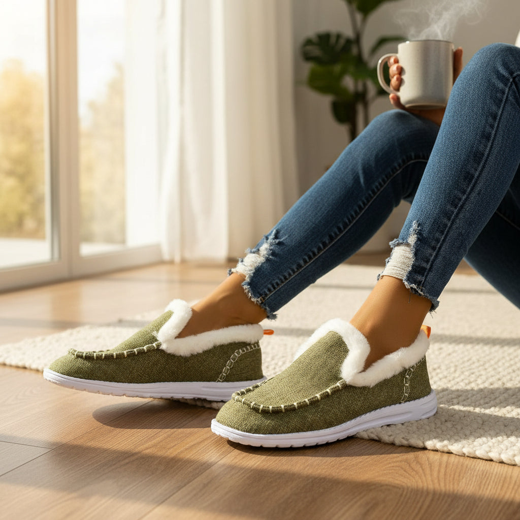 Women’s Lined Casual Slip-On Warm Shoes Cozy Winter Everyday Footwear-Bon Voyage Vintage
