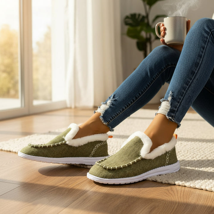Women’s Lined Casual Slip-On Warm Shoes Cozy Winter Everyday Footwear-Bon Voyage Vintage