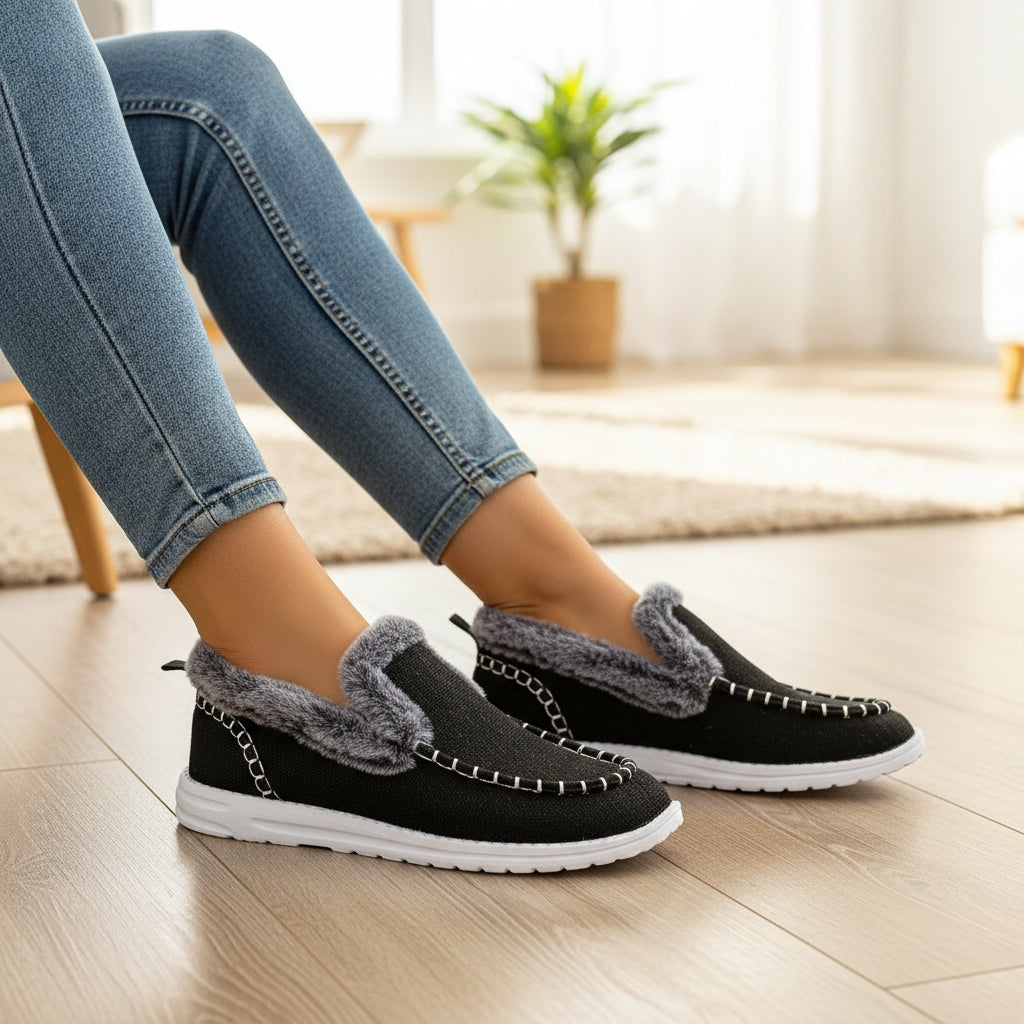 Women’s Lined Casual Slip-On Warm Shoes Cozy Winter Everyday Footwear-Bon Voyage Vintage