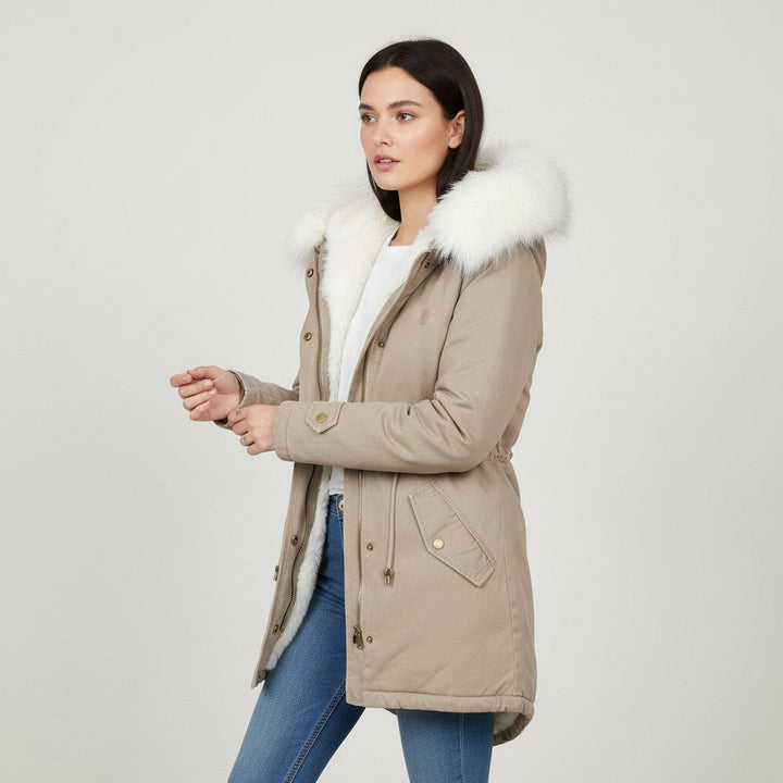 Women’s Long Winter Coat with Hood Fleece-Bon Voyage Vintage