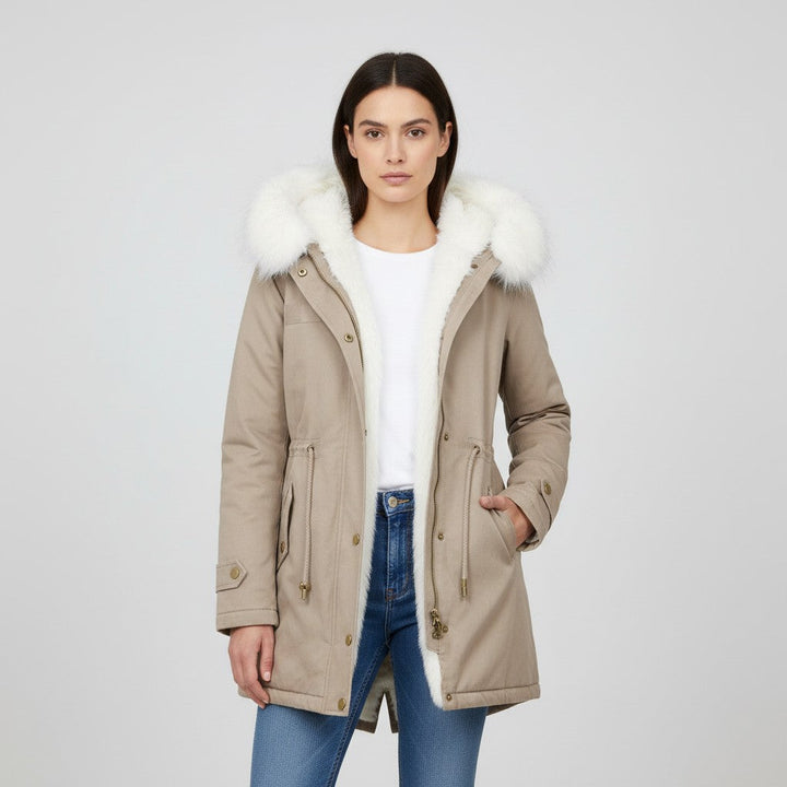 Women’s Long Winter Coat with Hood Fleece-Bon Voyage Vintage