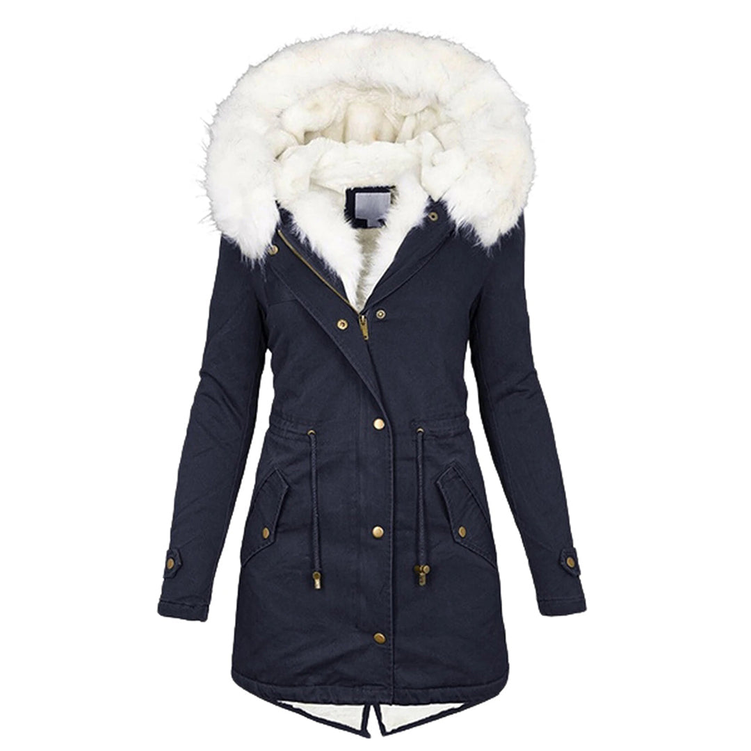 Women’s Long Winter Coat with Hood Fleece-Bon Voyage Vintage