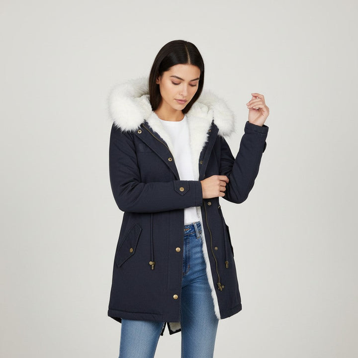 Women’s Long Winter Coat with Hood Fleece-Bon Voyage Vintage
