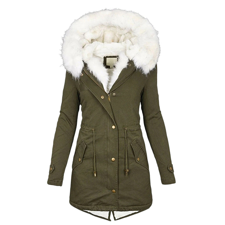Women’s Long Winter Coat with Hood Fleece-Bon Voyage Vintage