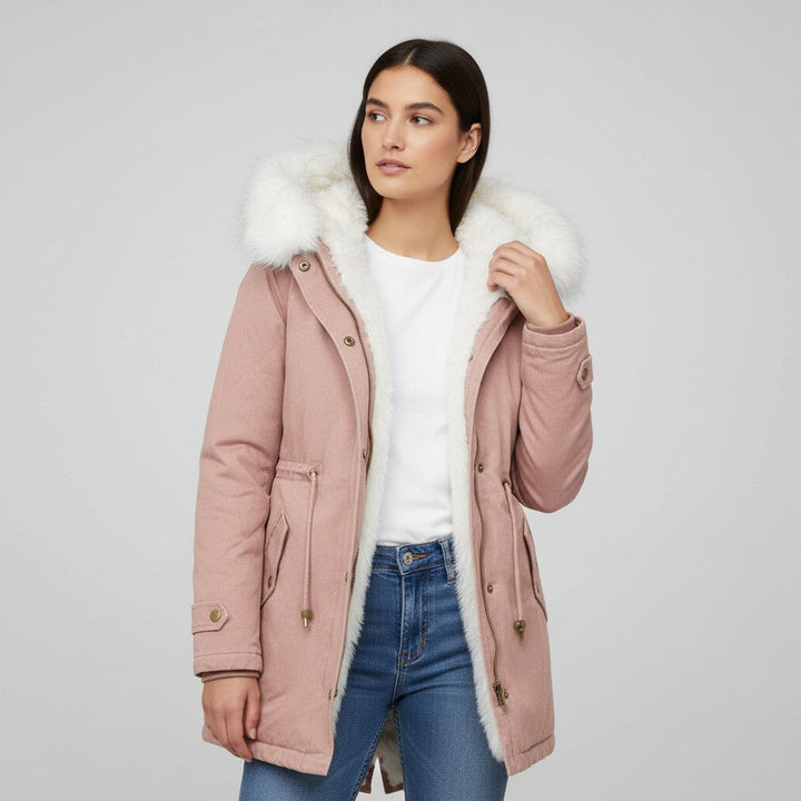 Women’s Long Winter Coat with Hood Fleece-Bon Voyage Vintage