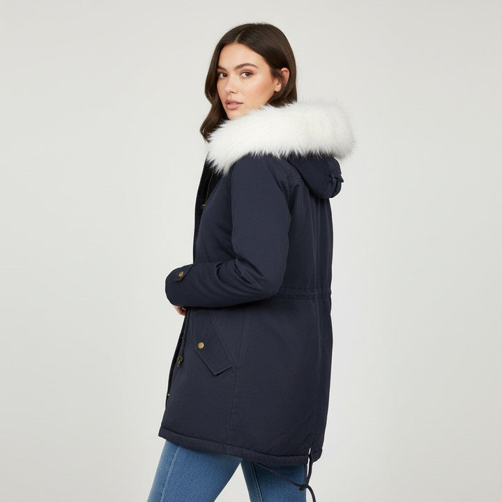 Women’s Long Winter Coat with Hood Fleece-Bon Voyage Vintage