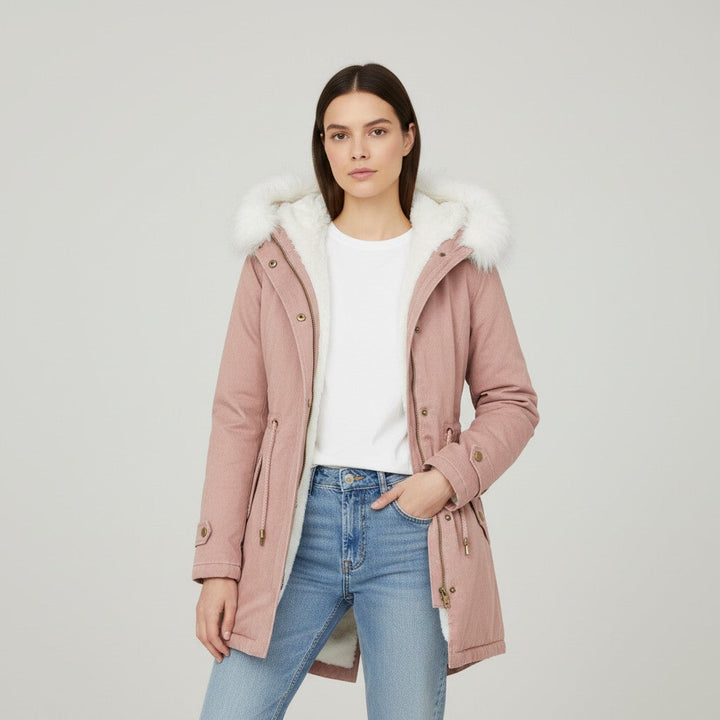 Women’s Long Winter Coat with Hood Fleece-Bon Voyage Vintage