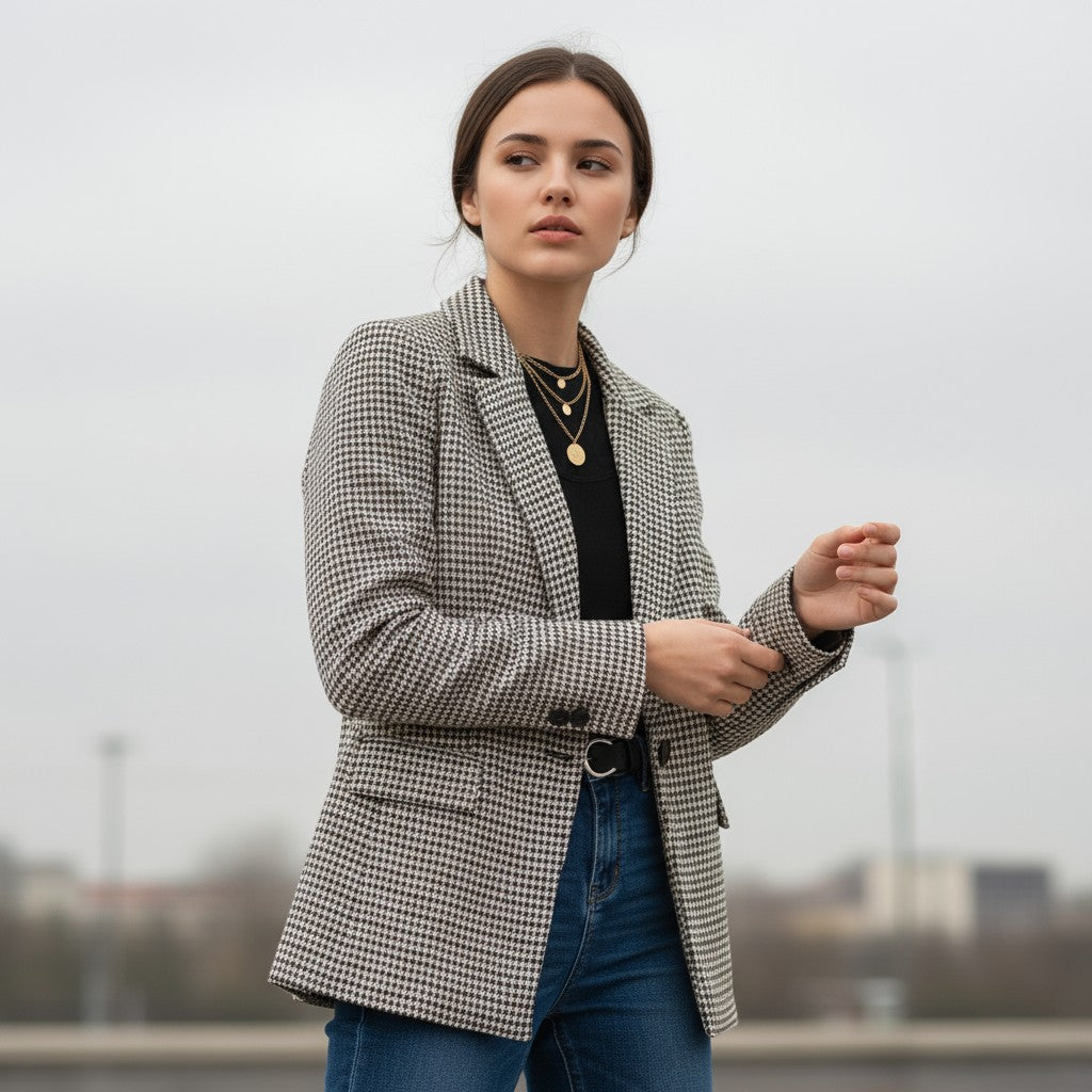 Women’s Plaid Office Blazer-Bon Voyage Vintage