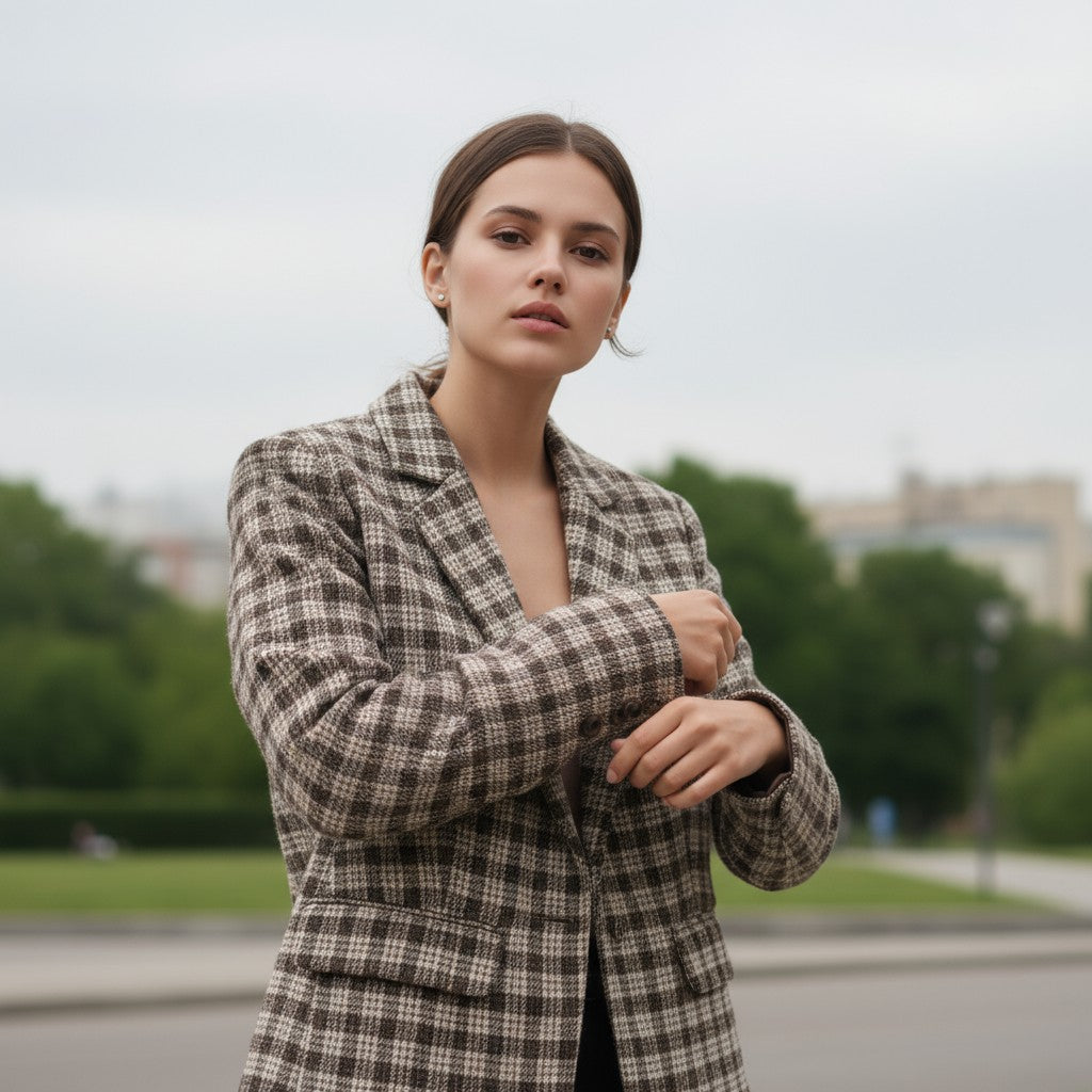 Women’s Plaid Office Blazer-Bon Voyage Vintage