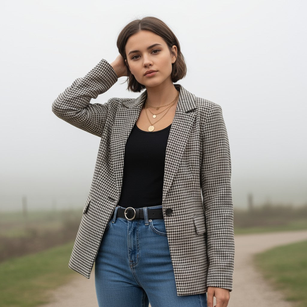 Women’s Plaid Office Blazer-Bon Voyage Vintage