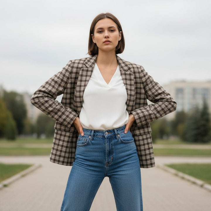 Women’s Plaid Office Blazer-Bon Voyage Vintage