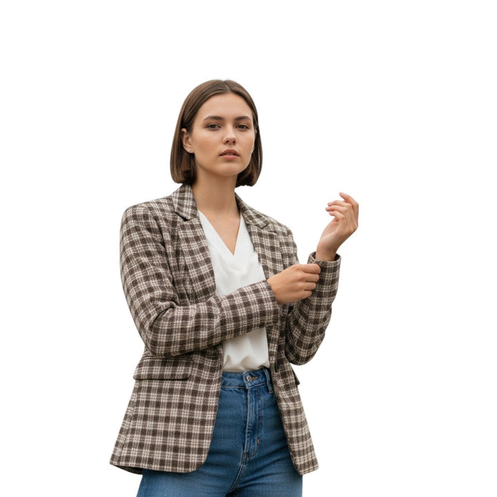 Women’s Plaid Office Blazer-Bon Voyage Vintage