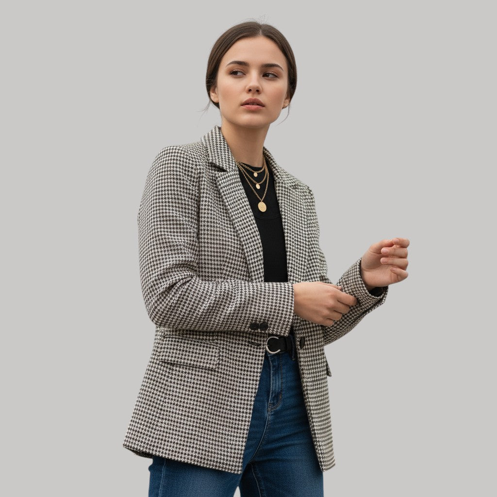 Women’s Plaid Office Blazer-Bon Voyage Vintage