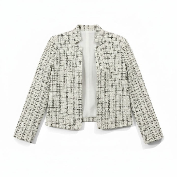 Women's Plaid Slim-Fit Jacquard Top-Bon Voyage Vintage