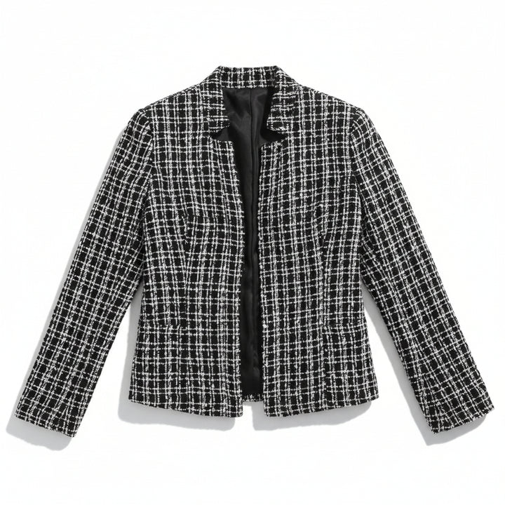 Women's Plaid Slim-Fit Jacquard Top-Bon Voyage Vintage