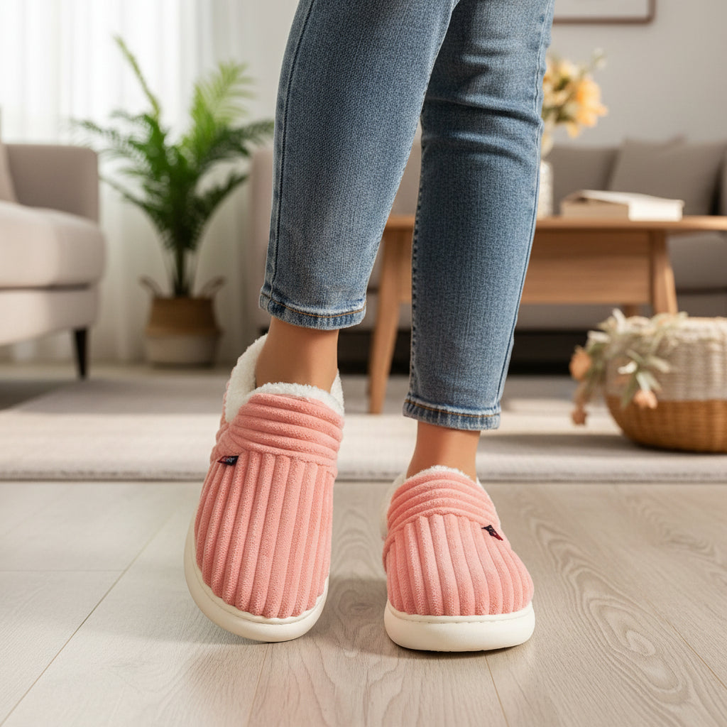 Women’s Plush Winter Slippers-Bon Voyage Vintage