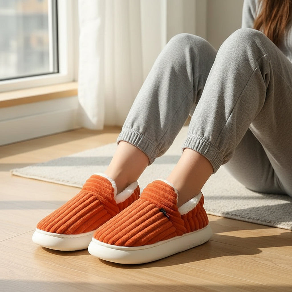 Women’s Plush Winter Slippers-Bon Voyage Vintage