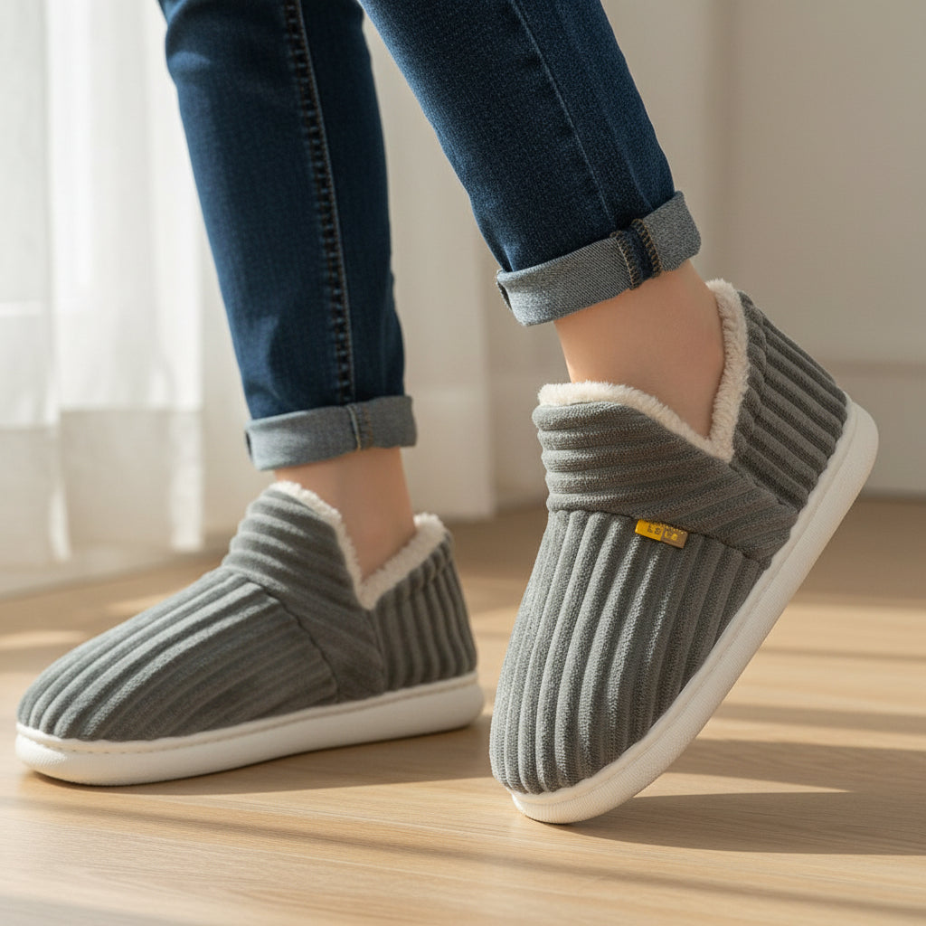 Women’s Plush Winter Slippers-Bon Voyage Vintage
