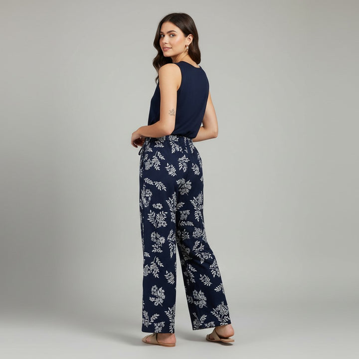 Women's Printed Sleeveless Top and Pants Set-Bon Voyage Vintage