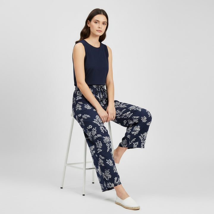 Women's Printed Sleeveless Top and Pants Set-Bon Voyage Vintage