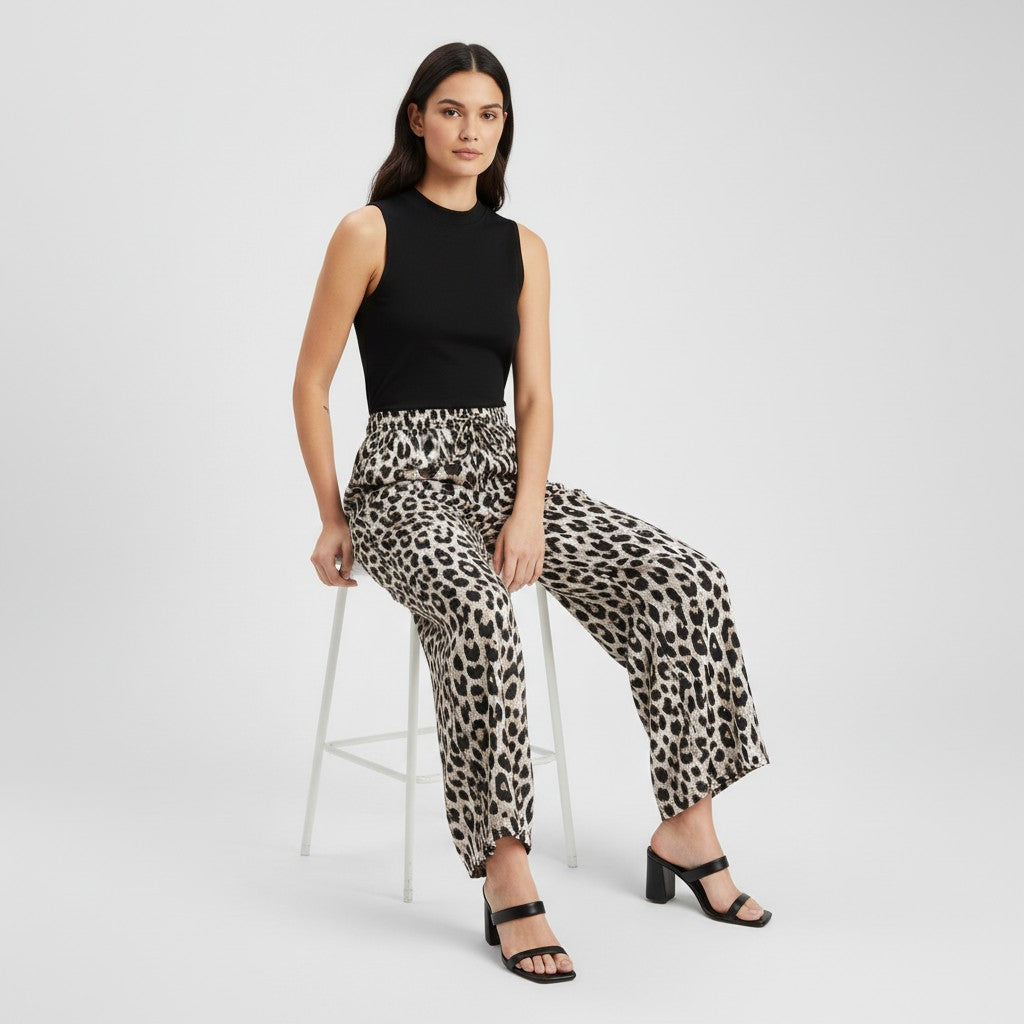 Women's Printed Sleeveless Top and Pants Set-Bon Voyage Vintage