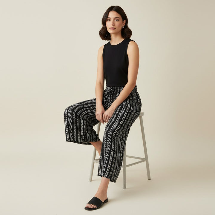Women's Printed Sleeveless Top and Pants Set-Bon Voyage Vintage