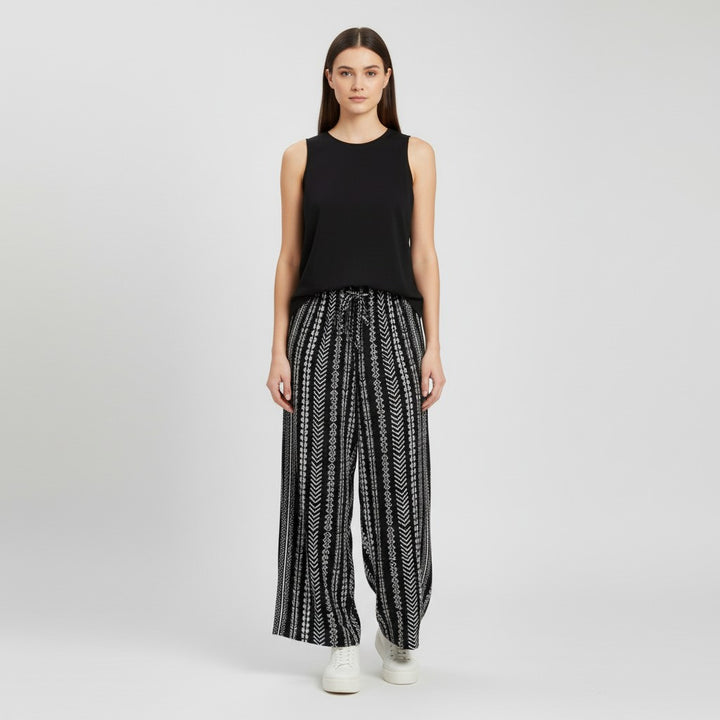 Women's Printed Sleeveless Top and Pants Set-Bon Voyage Vintage