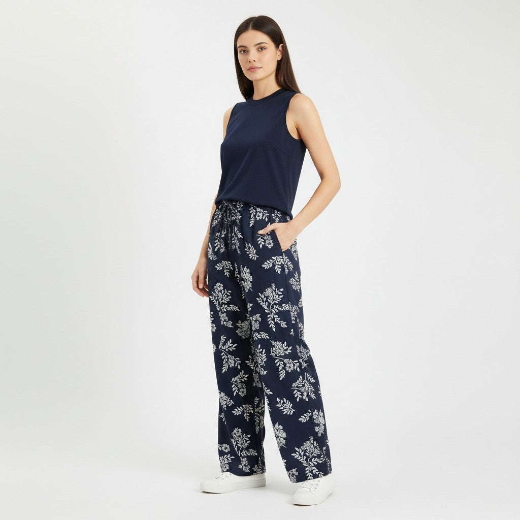 Women's Printed Sleeveless Top and Pants Set-Bon Voyage Vintage