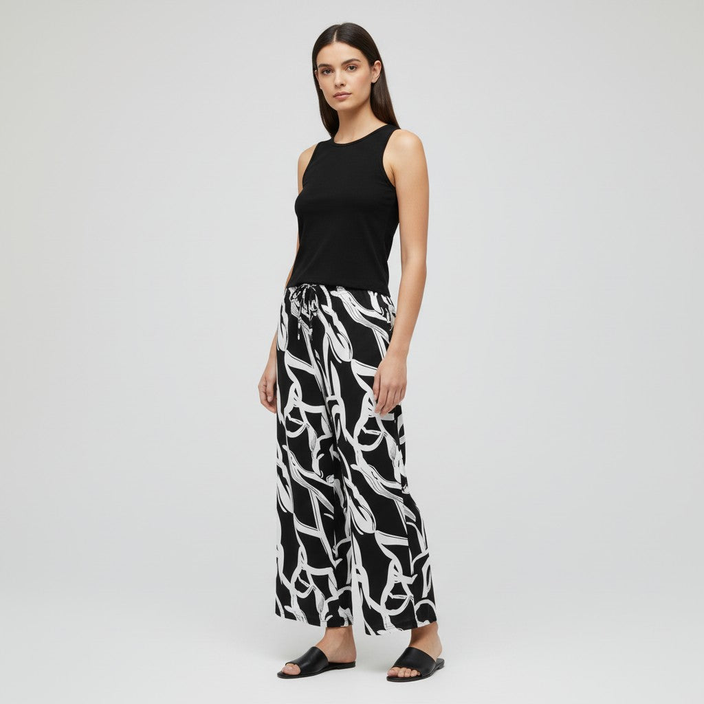 Women's Printed Sleeveless Top and Pants Set-Bon Voyage Vintage