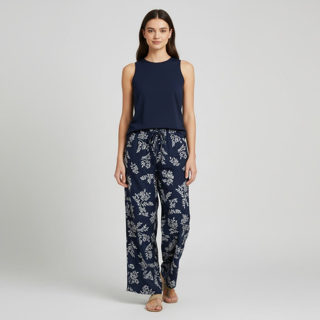 Women's Printed Sleeveless Top and Pants Set-Bon Voyage Vintage