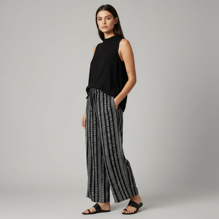 Women's Printed Sleeveless Top and Pants Set-Bon Voyage Vintage