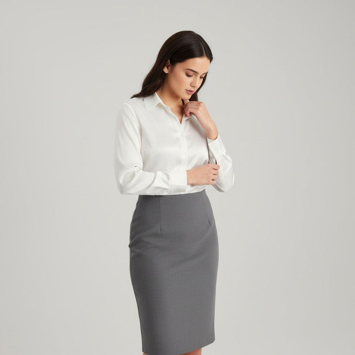 Women’s Satin Button-Up Blouse Elegant Silky Casual Top-Bon Voyage Vintage