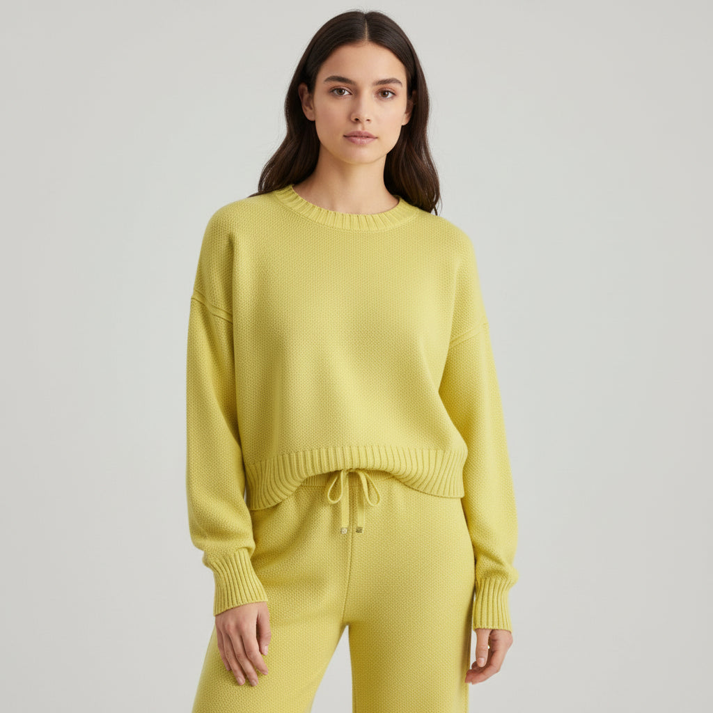 Women’s Seed Stitch Sweater Two-Piece Set Pullover & Wide Leg Pants Outfit-Bon Voyage Vintage
