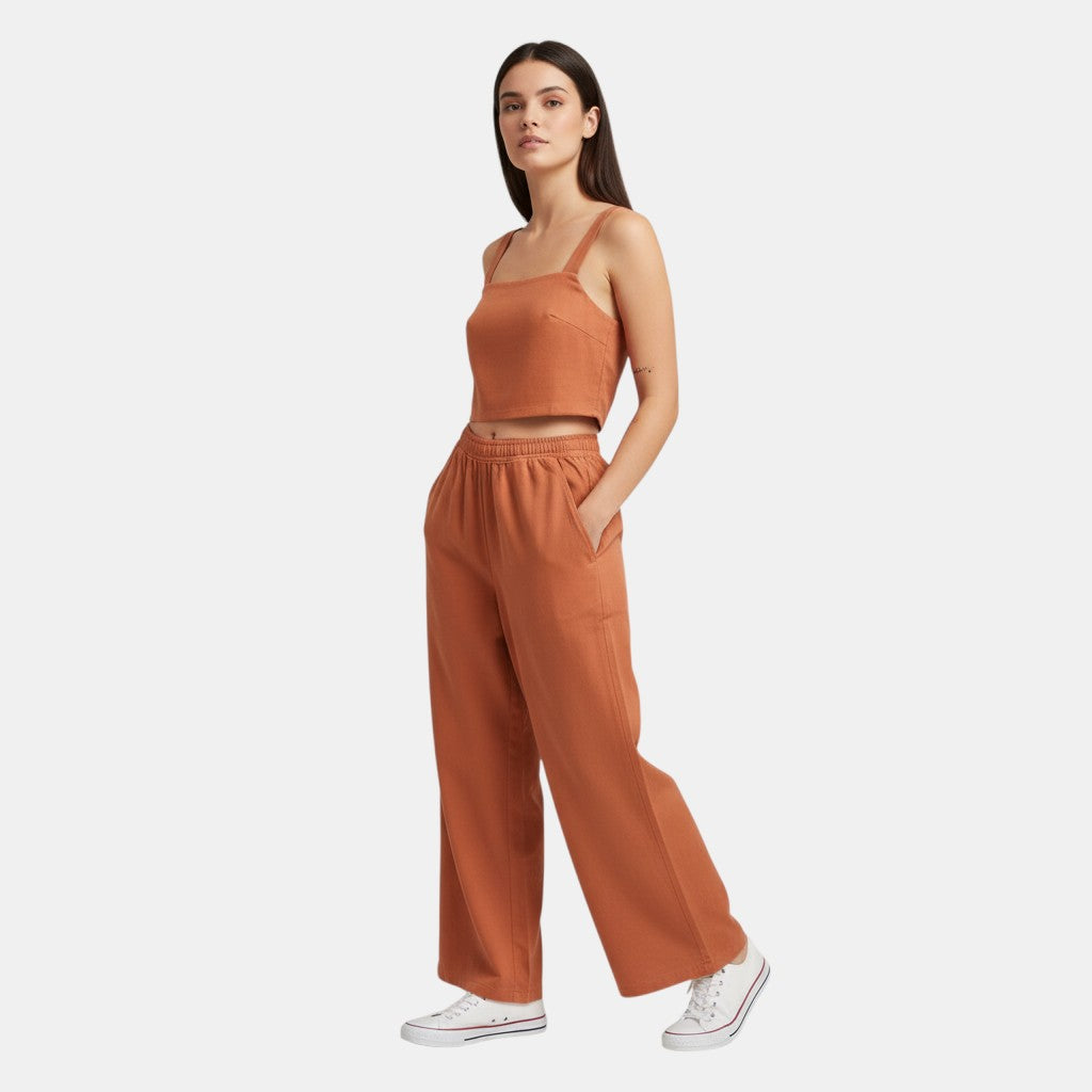 Women's Sleeveless Camisole Top and Wide Leg Pants Set-Bon Voyage Vintage