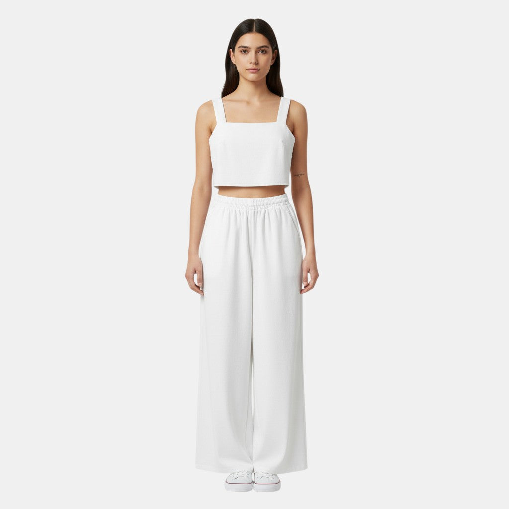 Women's Sleeveless Camisole Top and Wide Leg Pants Set-Bon Voyage Vintage
