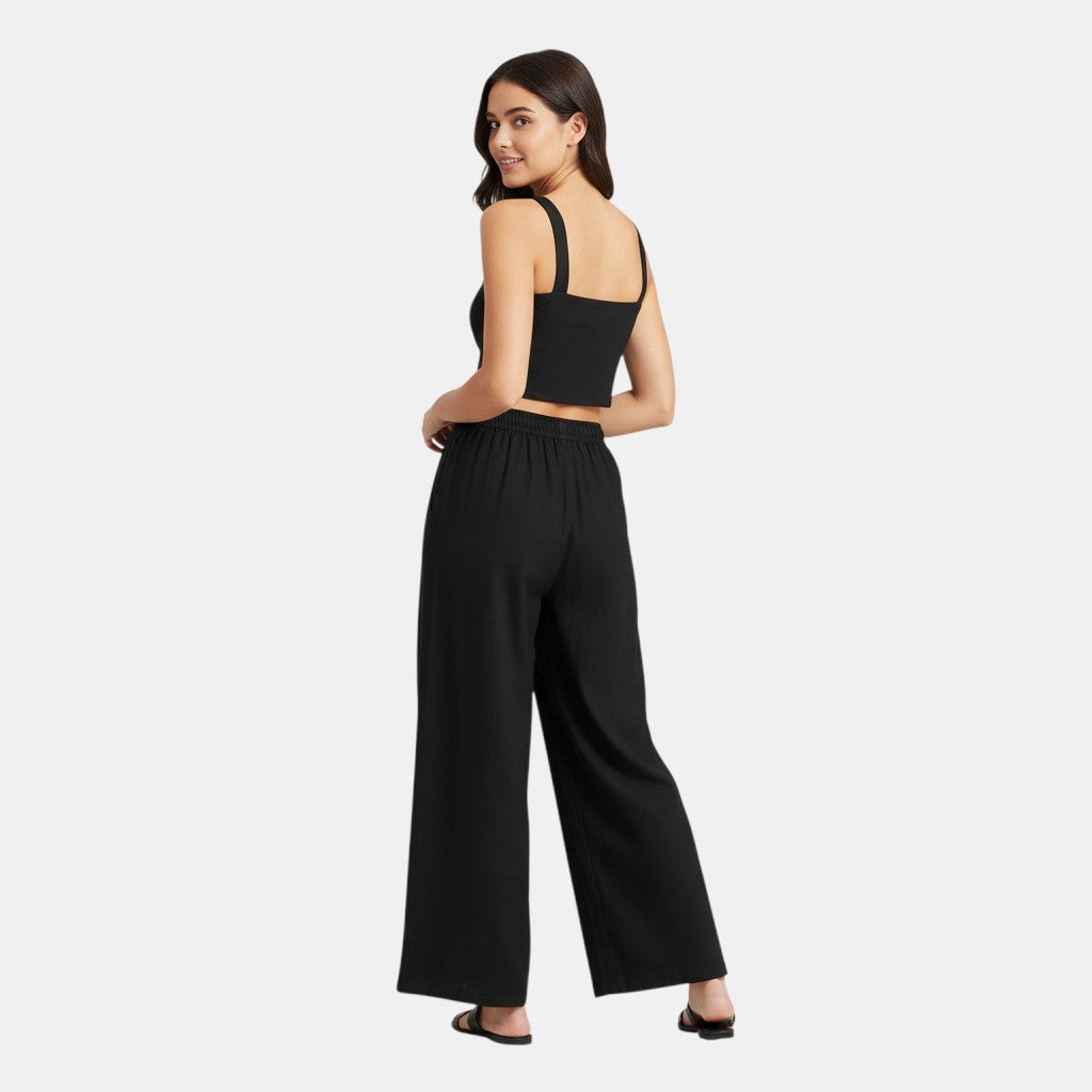 Women's Sleeveless Camisole Top and Wide Leg Pants Set-Bon Voyage Vintage