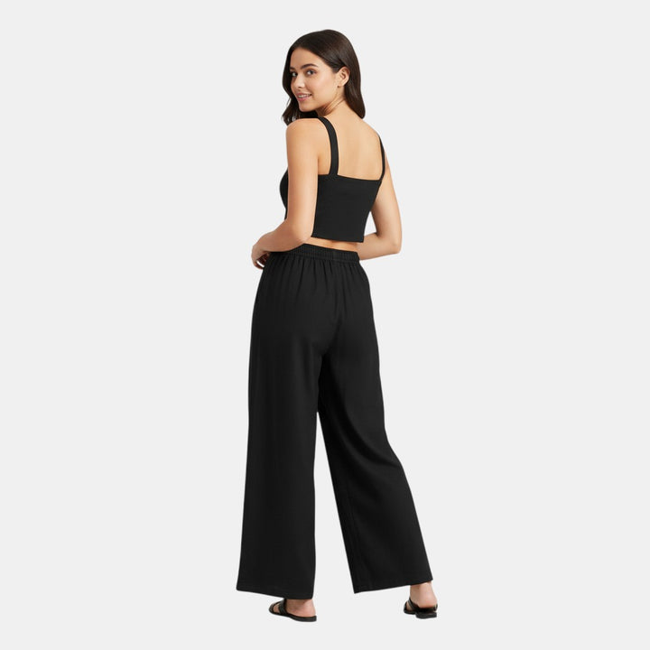 Women's Sleeveless Camisole Top and Wide Leg Pants Set-Bon Voyage Vintage
