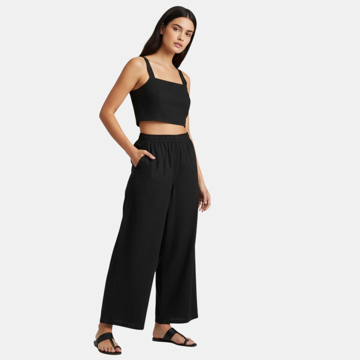 Women's Sleeveless Camisole Top and Wide Leg Pants Set-Bon Voyage Vintage