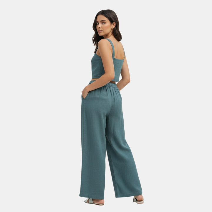 Women's Sleeveless Camisole Top and Wide Leg Pants Set-Bon Voyage Vintage