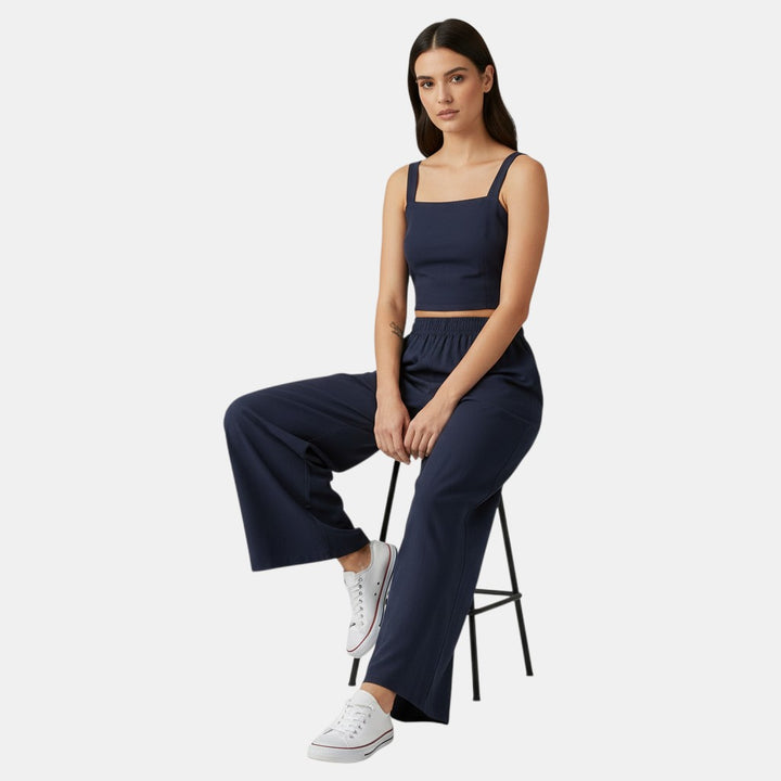 Women's Sleeveless Camisole Top and Wide Leg Pants Set-Bon Voyage Vintage