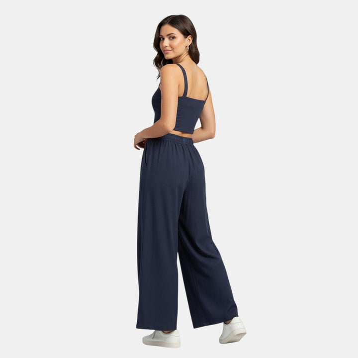 Women's Sleeveless Camisole Top and Wide Leg Pants Set-Bon Voyage Vintage